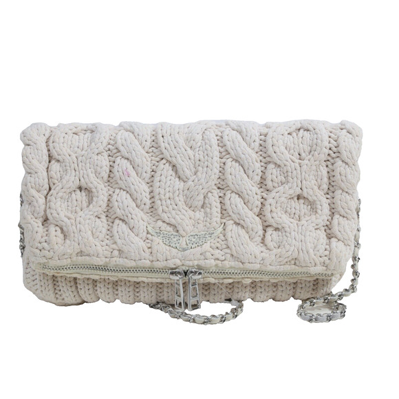 Zadig & Voltaire Rock Knitted Ivory Macramé Chain Shoulder Bag - Picture 1 of 16